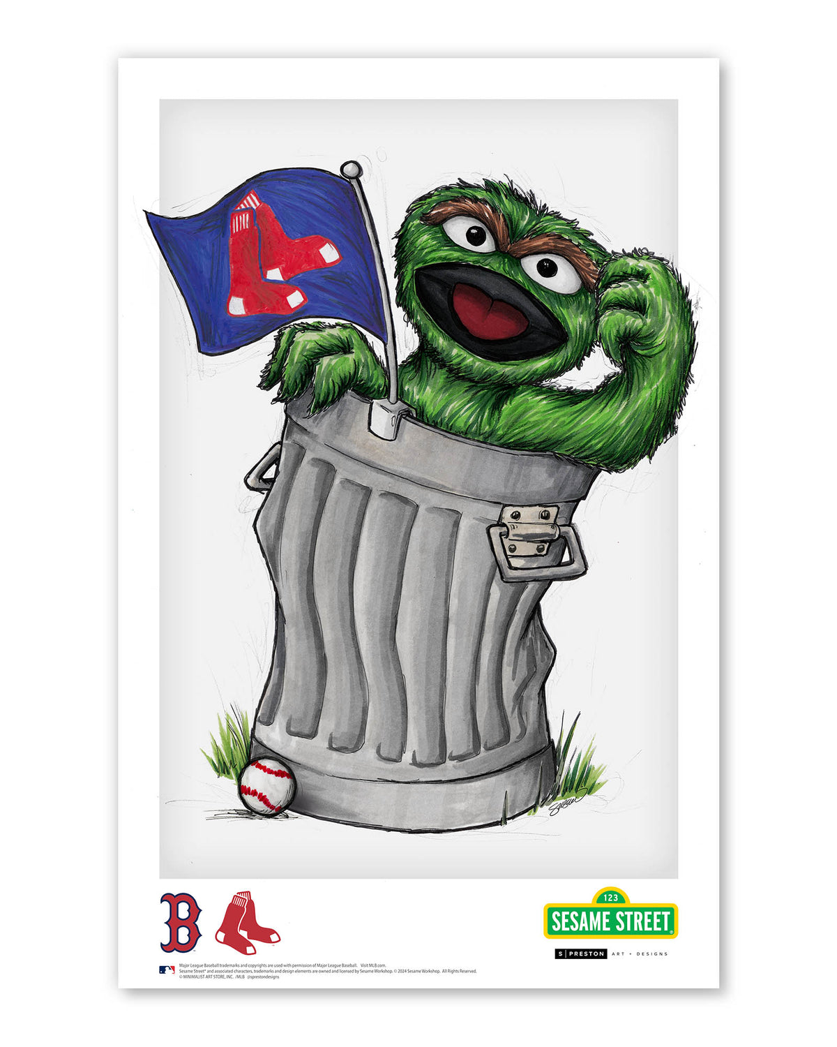 Oscar the Grouch x MLB Red Sox Poster Print