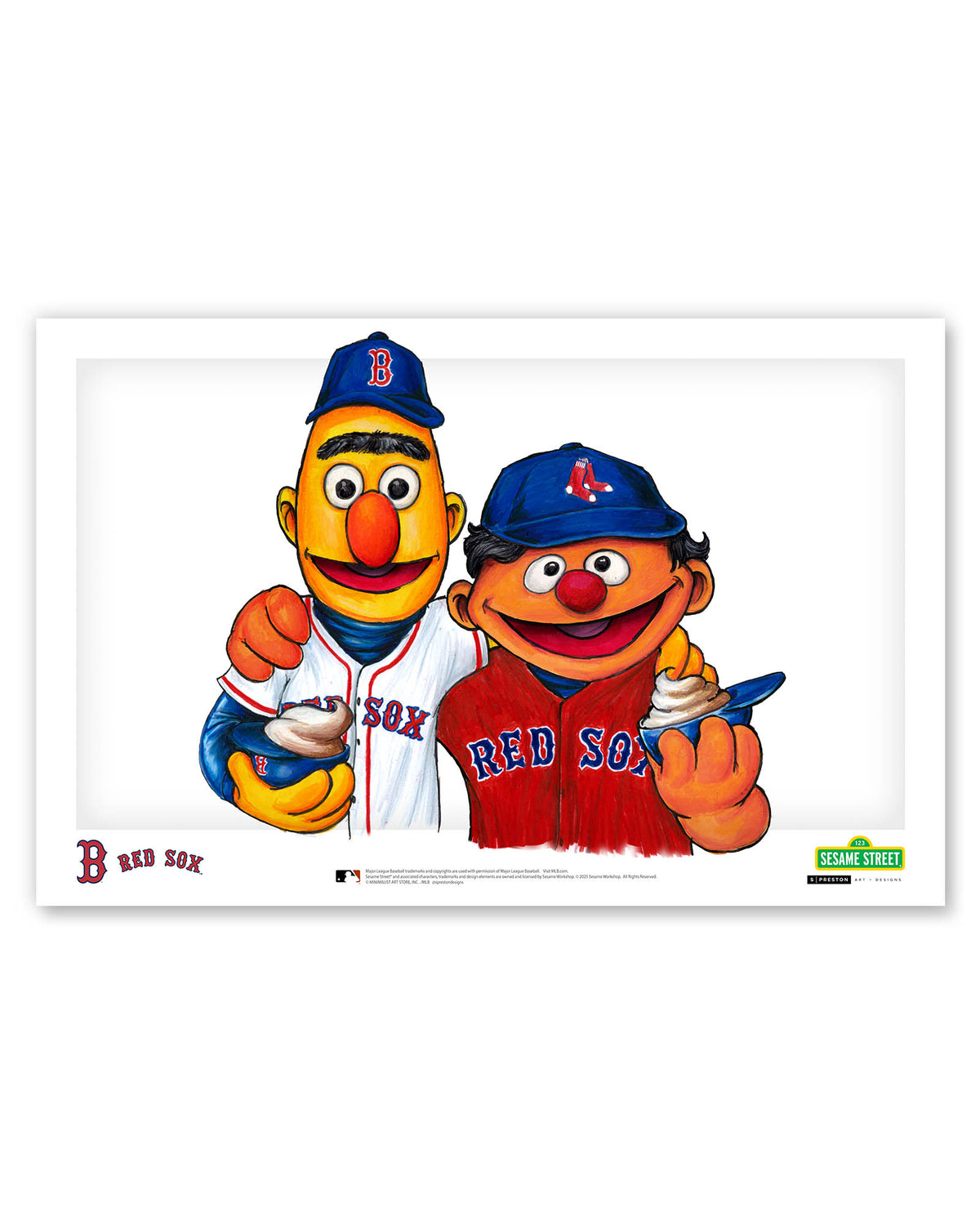 Bert and Ernie x MLB Red Sox Limited Edition Fine Art Print