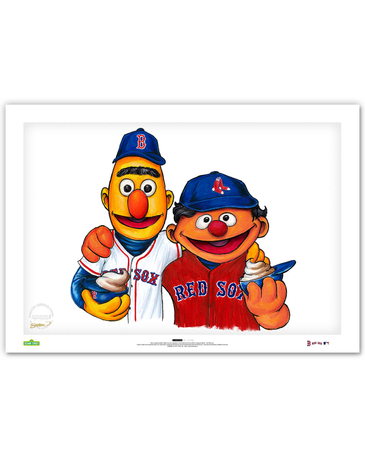 Bert and Ernie x MLB Red Sox Limited Edition Fine Art Print