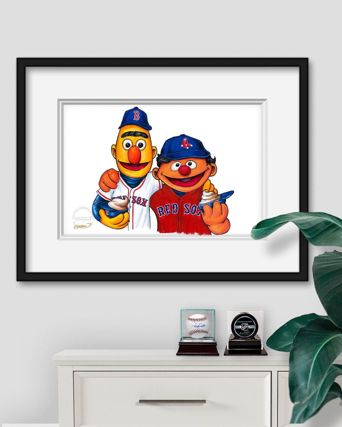 Bert and Ernie x MLB Red Sox Limited Edition Fine Art Print