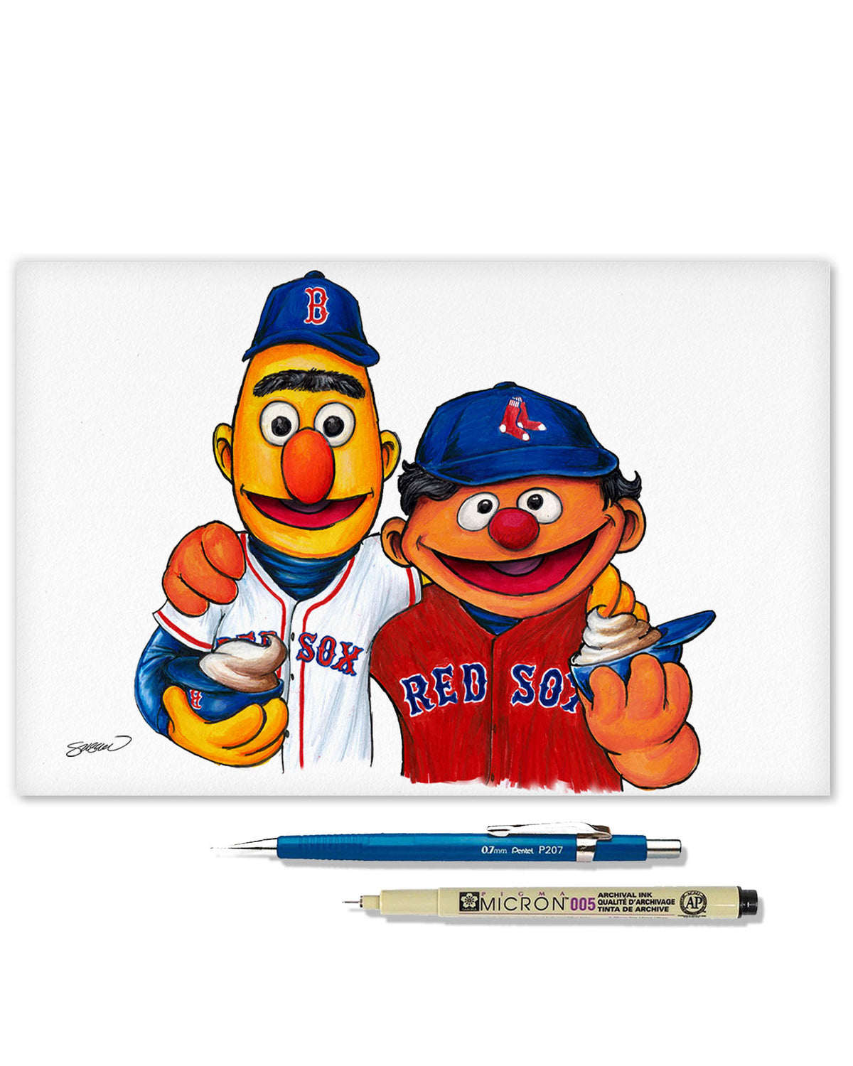 Bert and Ernie x MLB Red Sox Limited Edition Fine Art Print