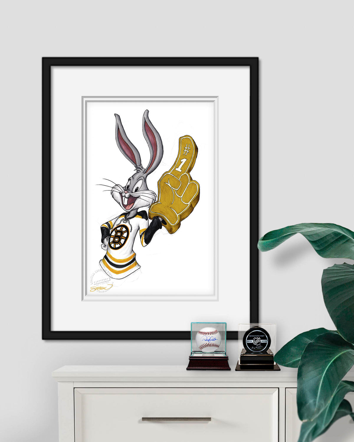 Rabbit Hockey Fan x NHL Bruins Bugs Bunny Limited Edition Fine Art Print