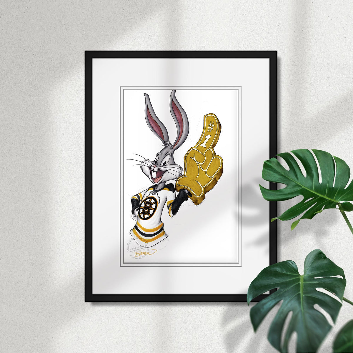 Rabbit Hockey Fan x NHL Bruins Bugs Bunny Limited Edition Fine Art Print