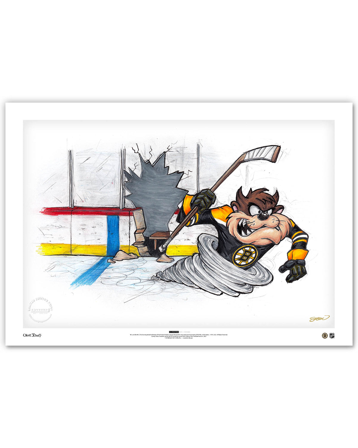 Tazmanian Line Change x NHL Boston Bruins Tazmanian Devil Limited Edition Fine Art Print