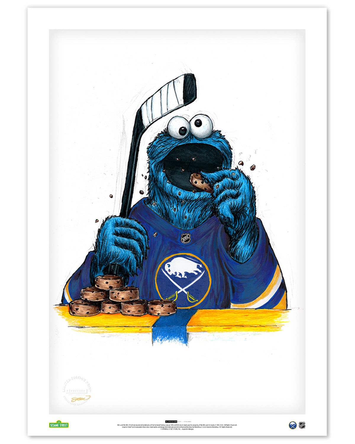 Cookie Monster x NHL Sabres Limited Edition Fine Art Print