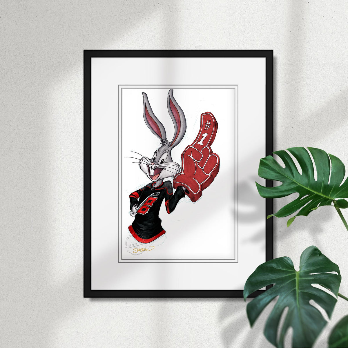 Rabbit Hockey Fan x NHL Hurricanes Bugs Bunny Limited Edition Fine Art Print