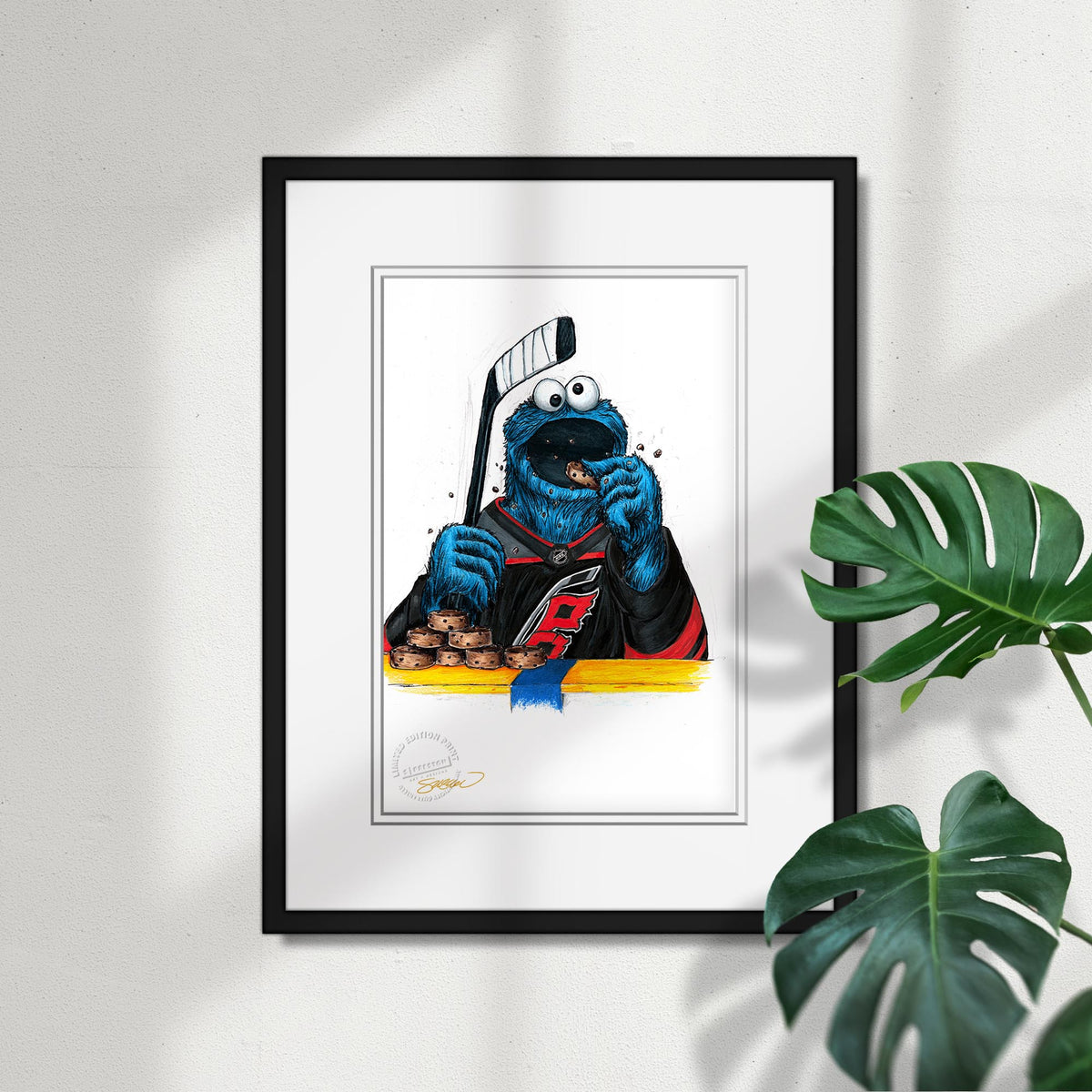 Cookie Monster x NHL Hurricanes Limited Edition Fine Art Print