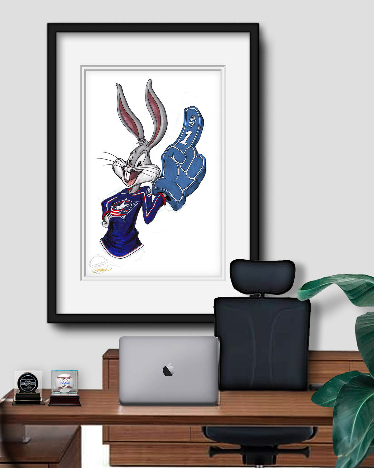 Rabbit Hockey Fan x NHL Blue Jackets Bugs Bunny Limited Edition Fine Art Print