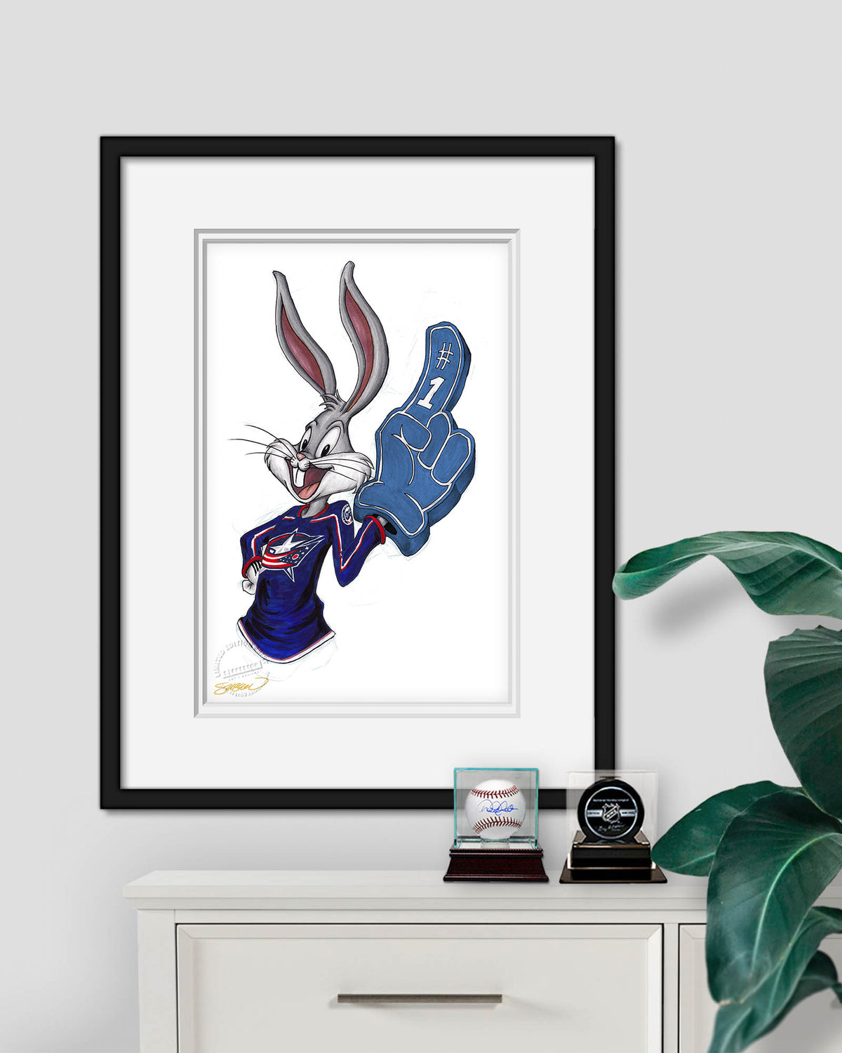 Rabbit Hockey Fan x NHL Blue Jackets Bugs Bunny Limited Edition Fine Art Print