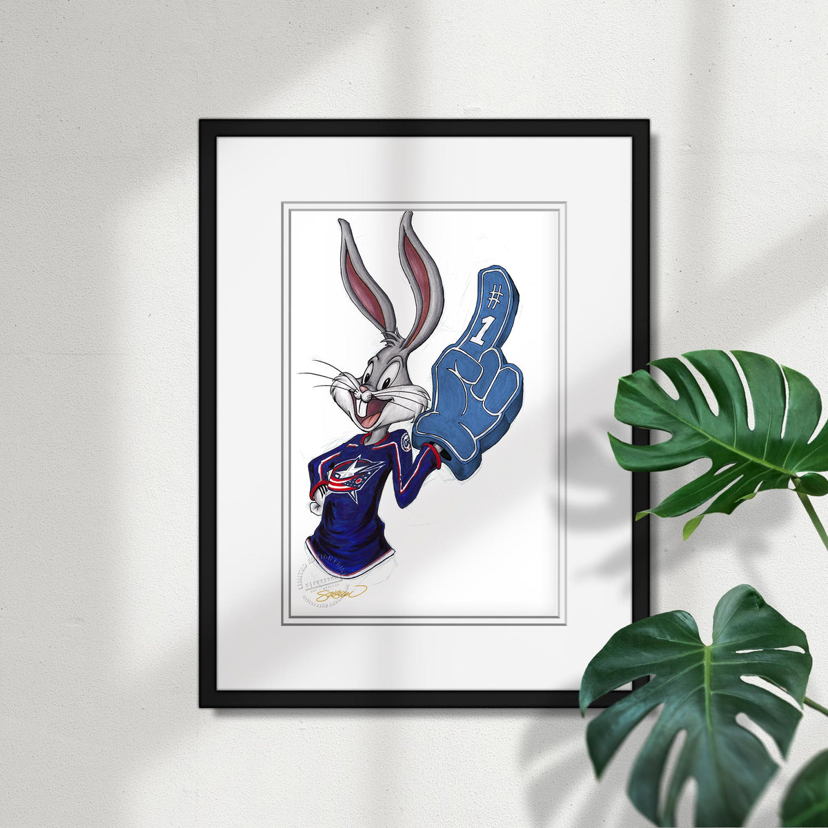 Rabbit Hockey Fan x NHL Blue Jackets Bugs Bunny Limited Edition Fine Art Print