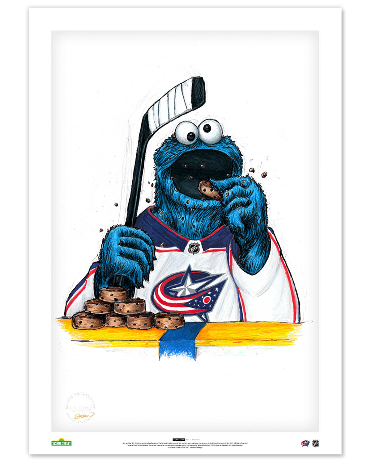 Cookie Monster x NHL Blue Jackets Limited Edition Fine Art Print