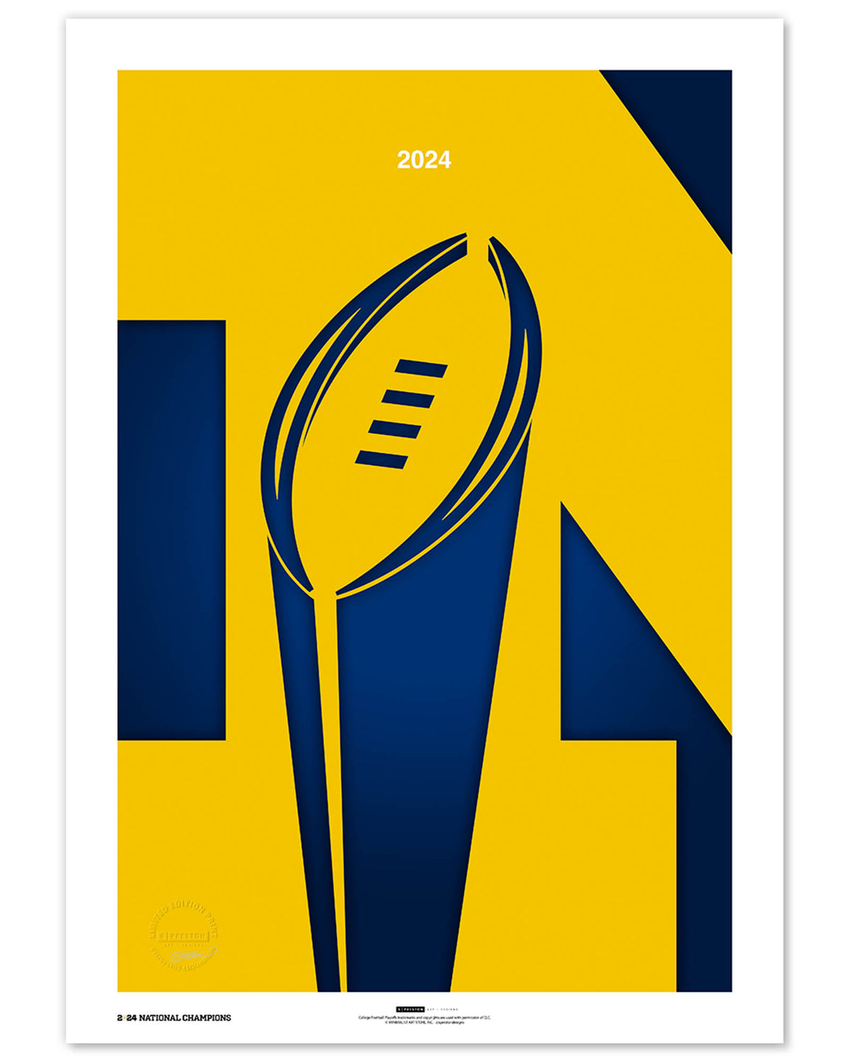 Minimalist College Football Champions 2024 Limited Edition Fine Art Print