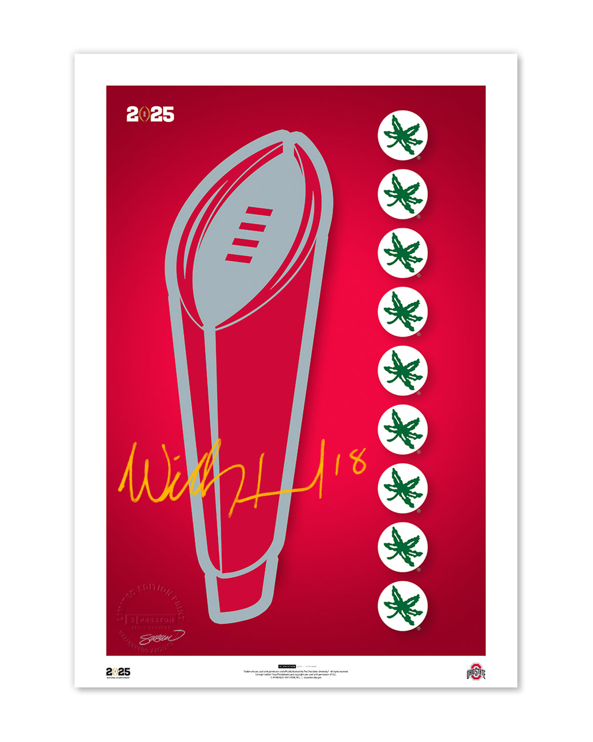 Minimalist College Football Champions 2025 Limited Edition Fine Art Print