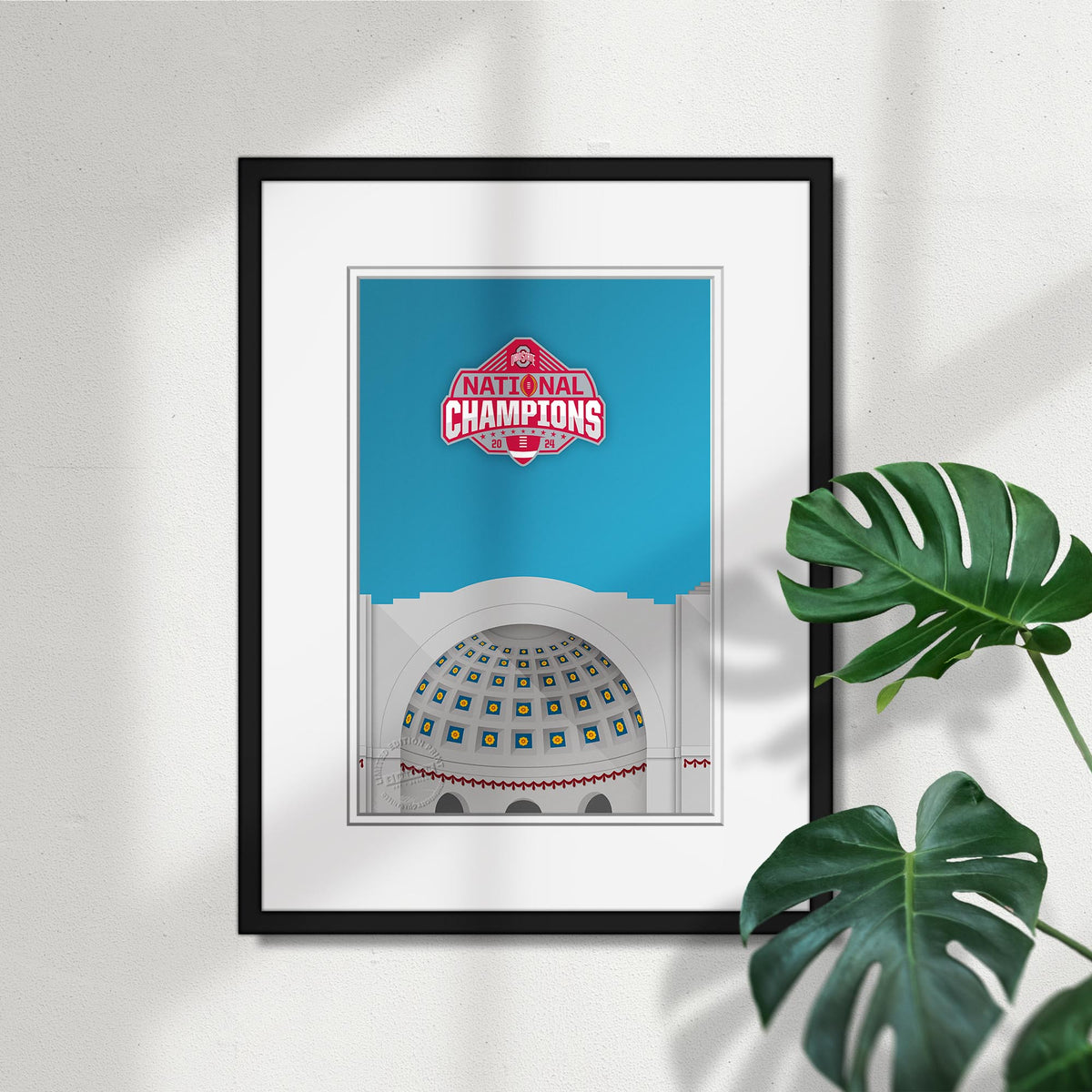 Minimalist Ohio Stadium College Football Champions 2024 Limited Edition Fine Art Print