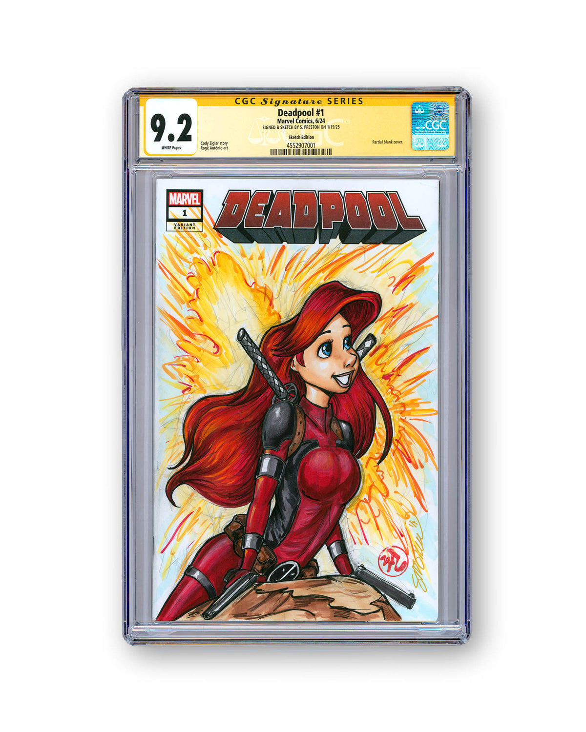 ORIGINAL ART - Deadpool Ariel Sketch CGC 9.2 Signature Series Deadpool #1 Comic Book