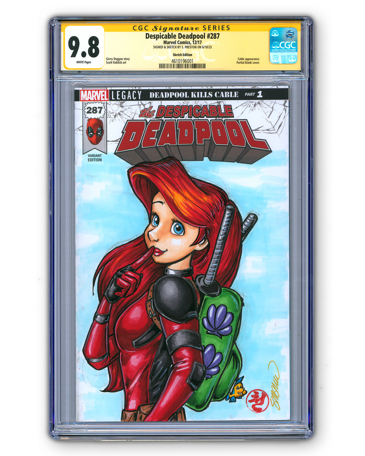 ORIGINAL ART - Deadpool Ariel Sketch CGC 9.8 Signature Series Deadpool #287 Comic Book