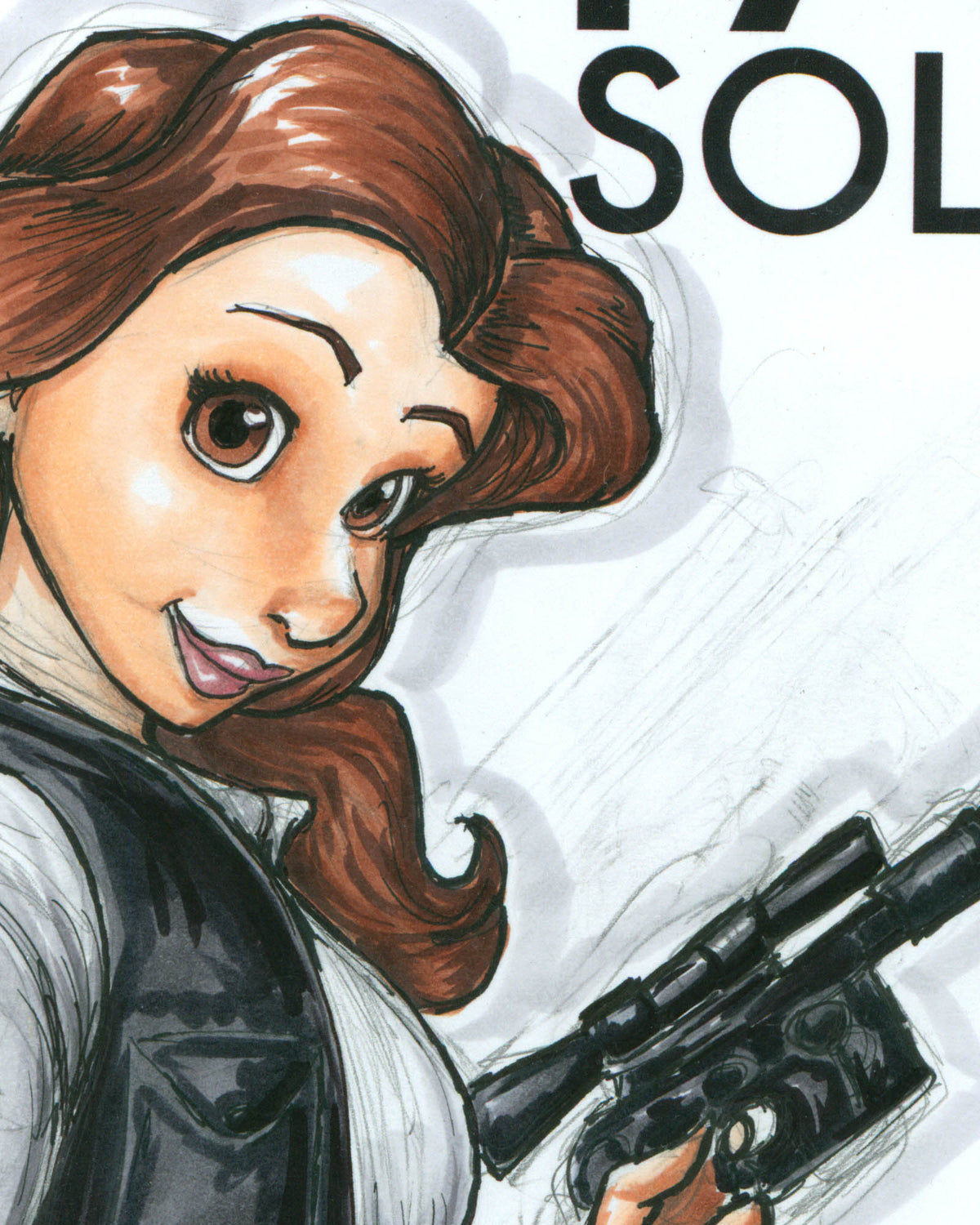 ORIGINAL ART - Han Solo Belle Sketch CGC 9.8 #1 Comic Book
