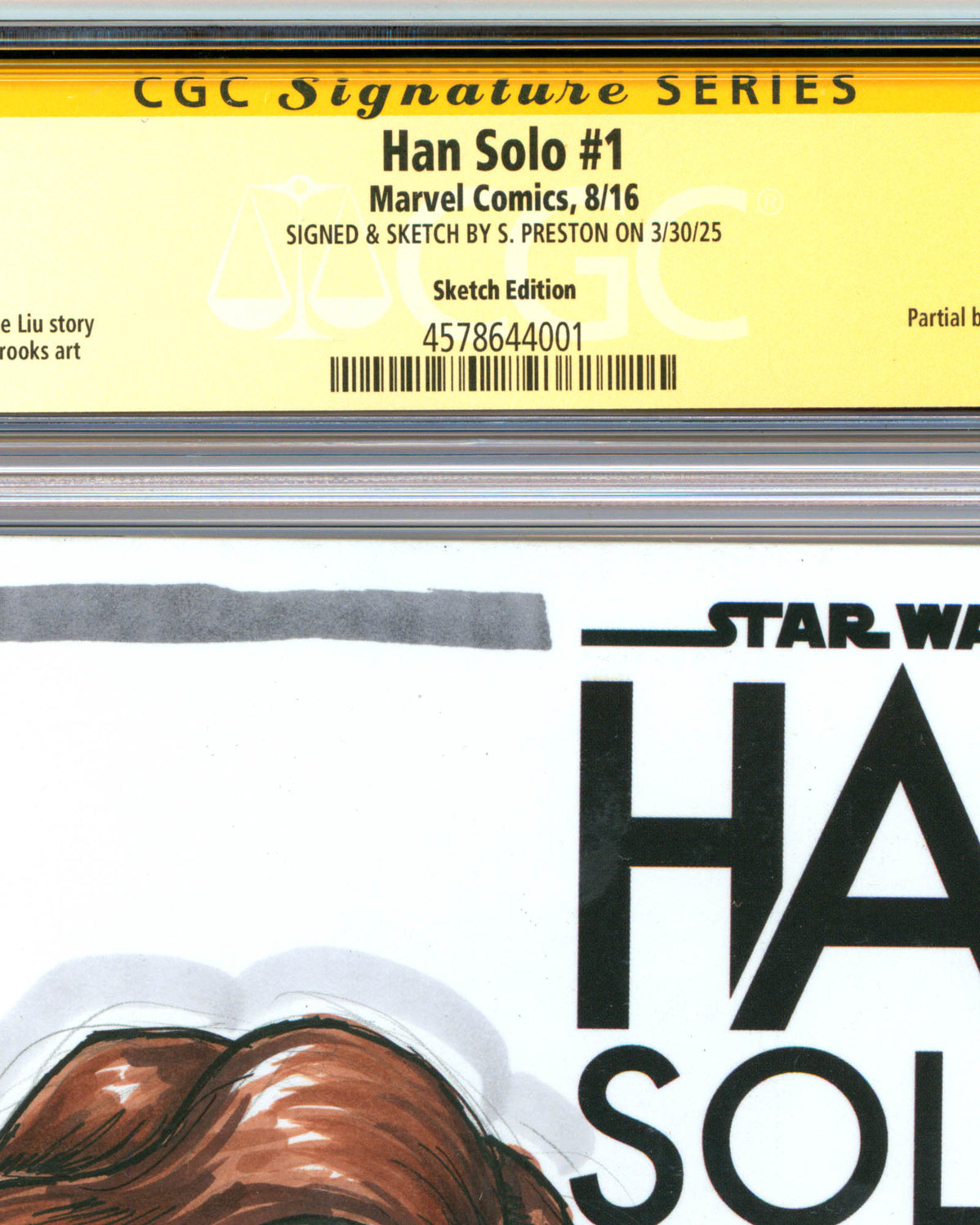 ORIGINAL ART - Han Solo Belle Sketch CGC 9.8 #1 Comic Book