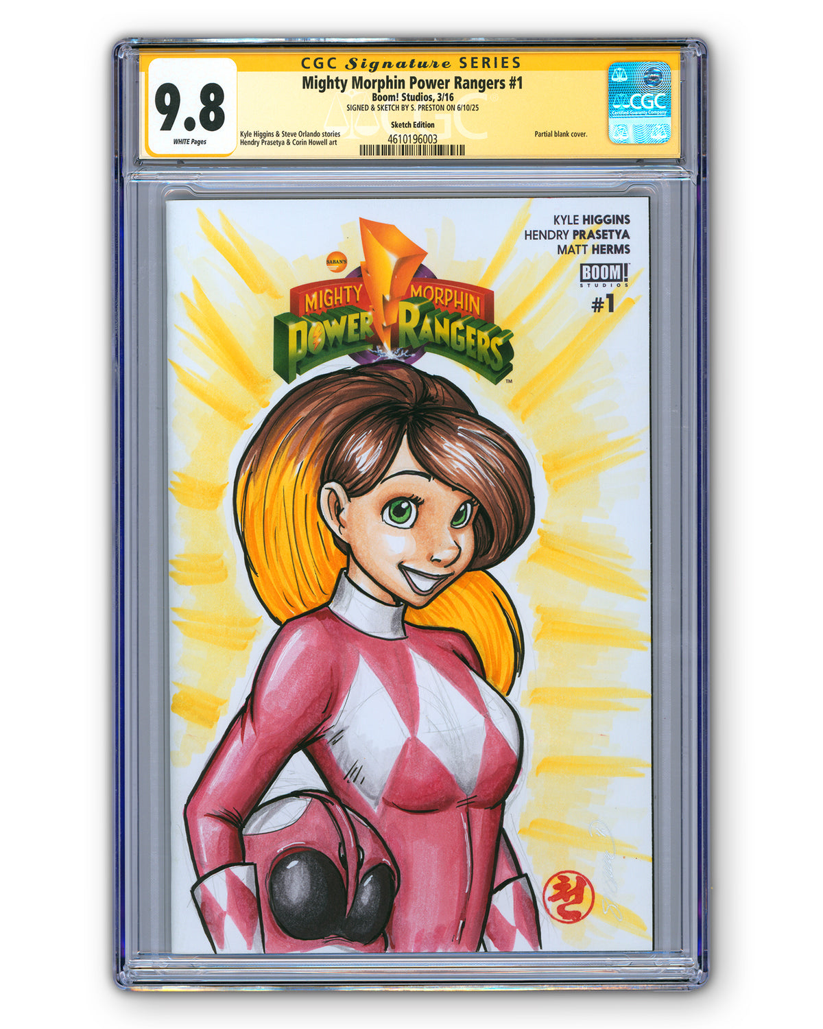 ORIGINAL ART - KONNI MACKENZIE Sketch CGC 9.8 Signature Series Power Rangers #1 Comic Book