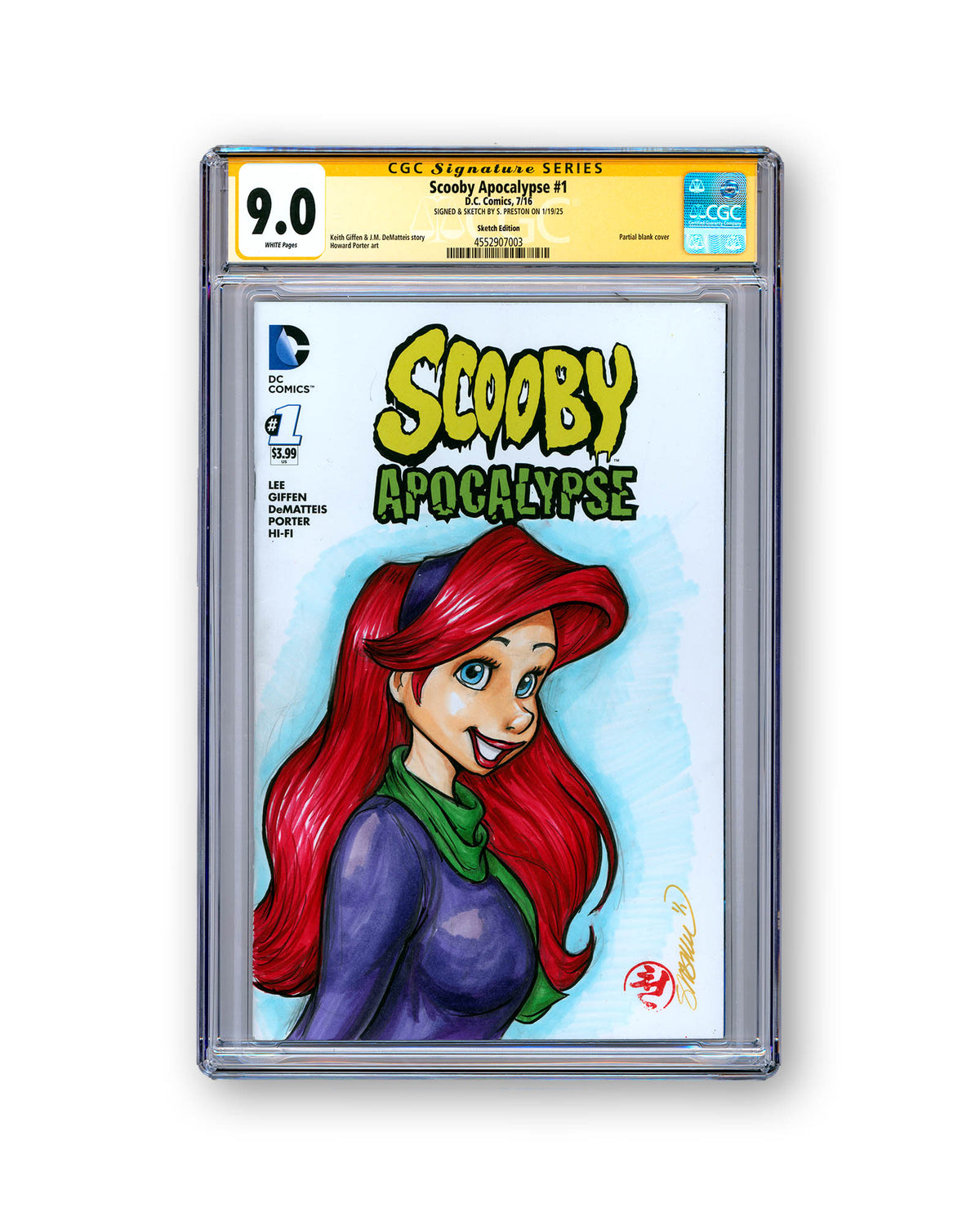 ORIGINAL ART - Daphne Blake Ariel Sketch CGC 9.0 Signature Series Scooby-Doo #1 Comic Book