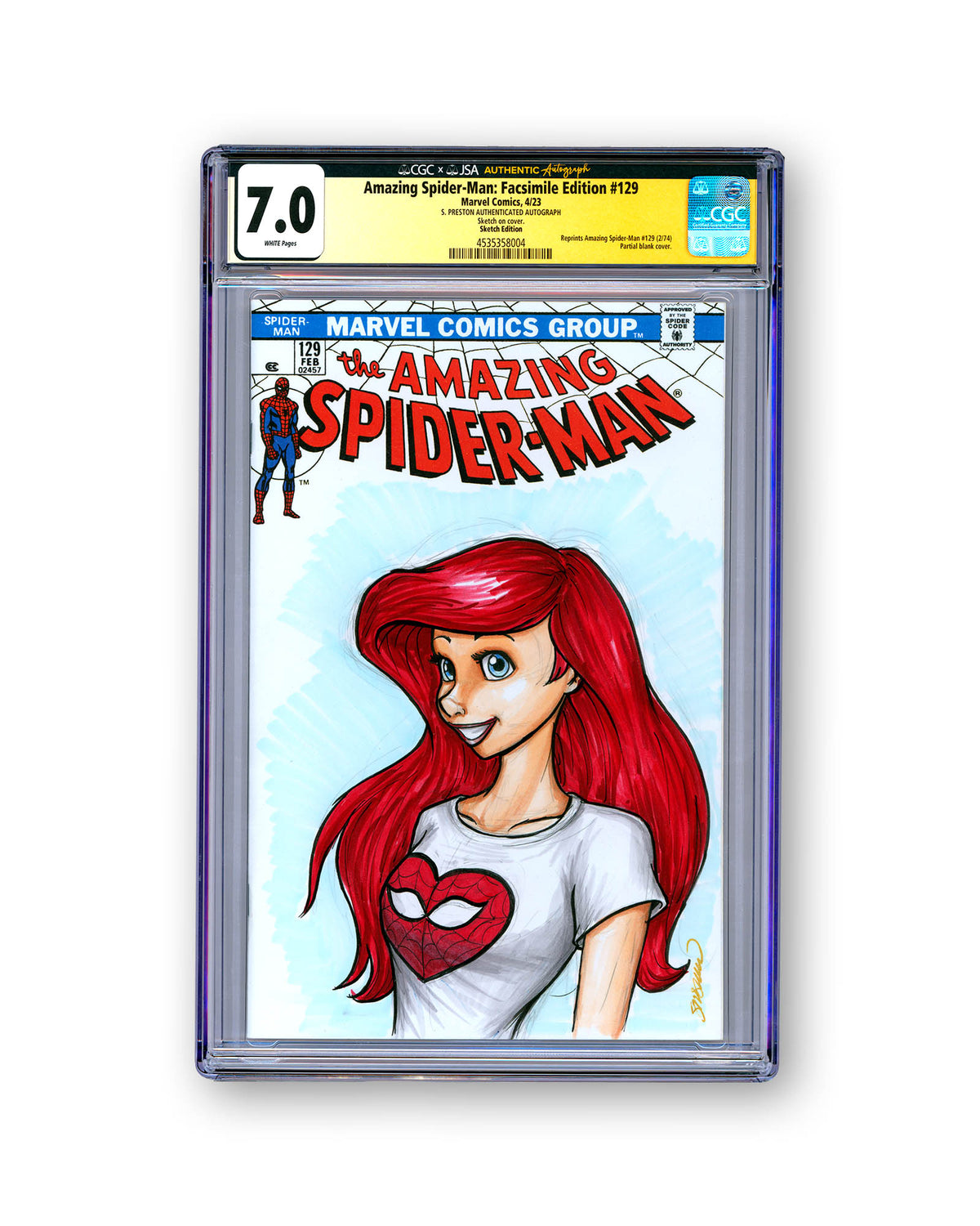 ORIGINAL ART - Mary Jane Ariel Sketch CGC 9.8 Signature Series Spiderman #129 Comic Book