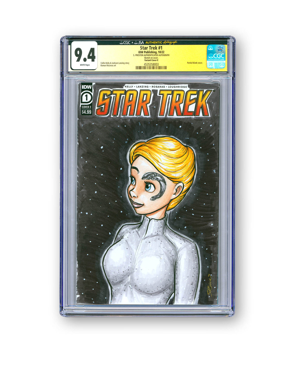 ORIGINAL ART - Seven of Nine Sketch CGC 9.4 Signature Series Star Trek #1 Comic Book