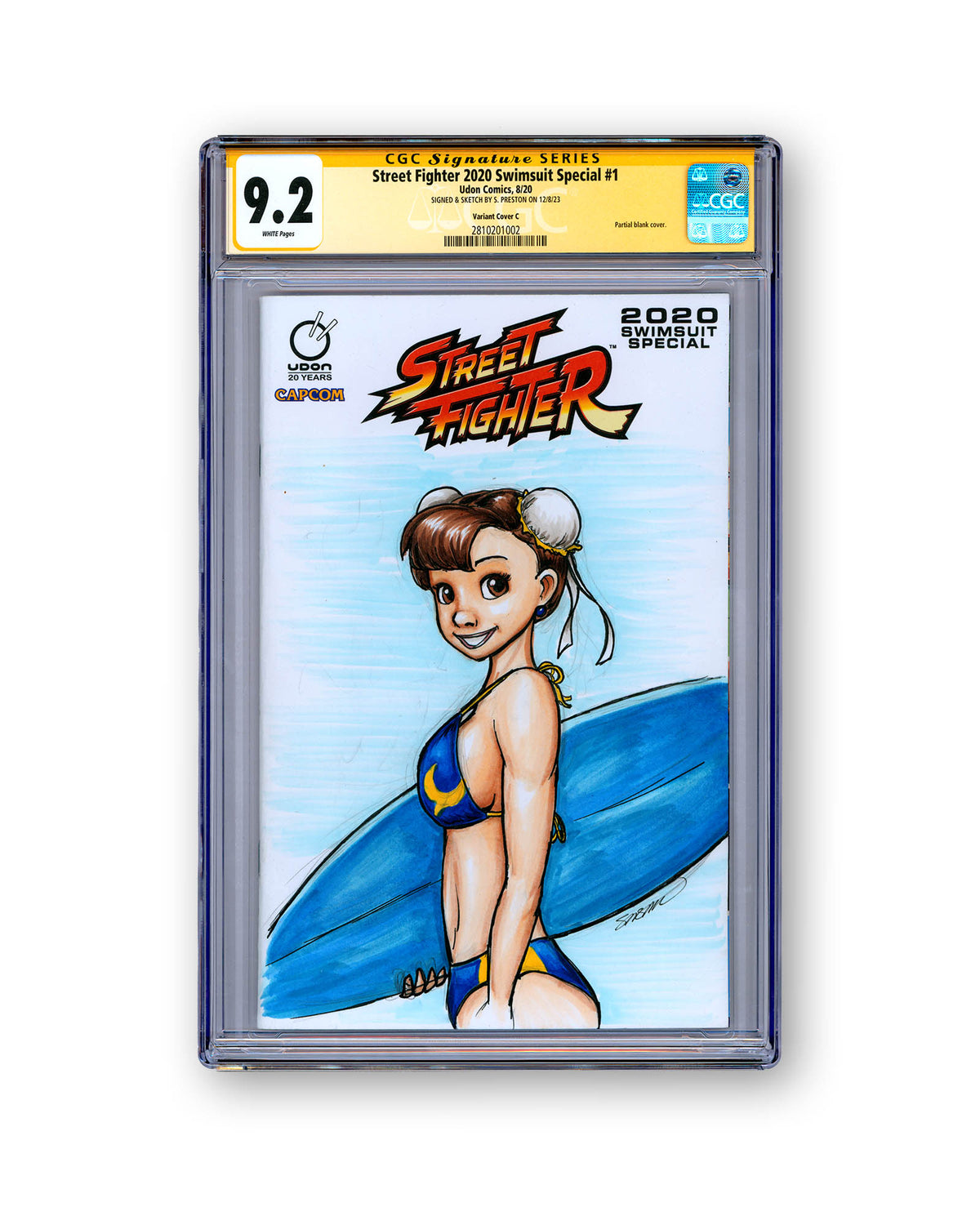 ORIGINAL ART - Chun-lee Sketch CGC 9.2 Signature Series Street Fighter #1 Comic Book