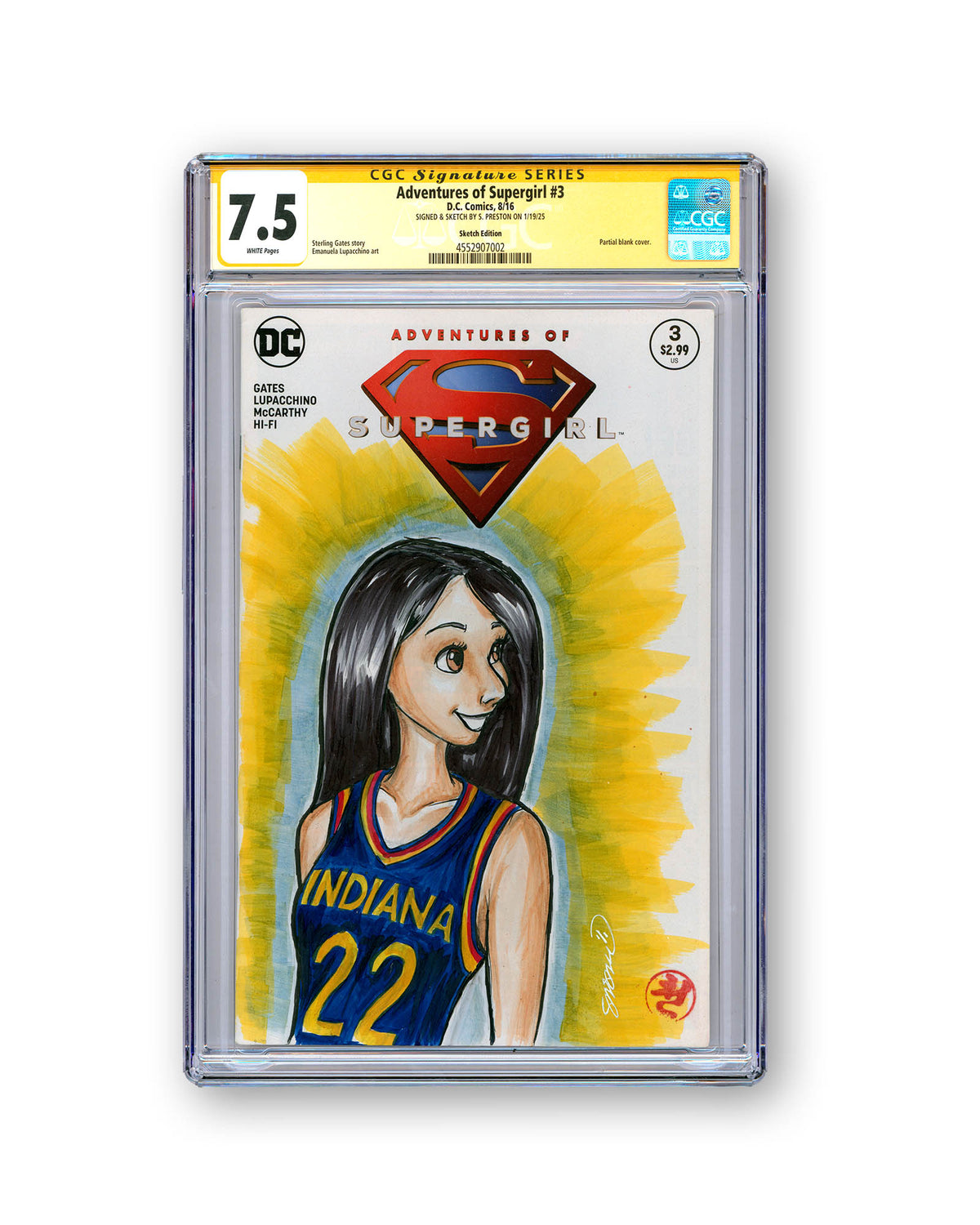 ORIGINAL ART - Caitlin Clark Indiana Fever Sketch CGC 7.5 Supergirl #1 Comic Book