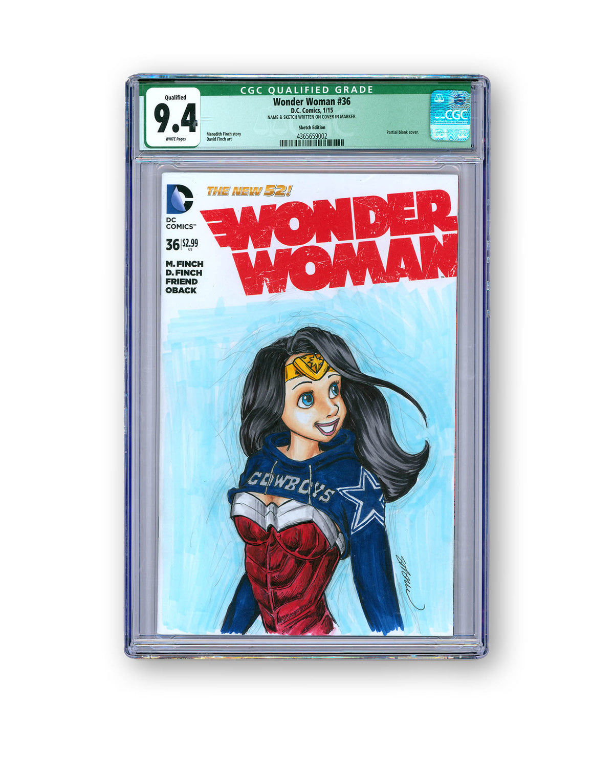 ORIGINAL ART -Cowboys Wonder Woman Sketch CGC 9.4 Wonder Woman #36 Comic Book