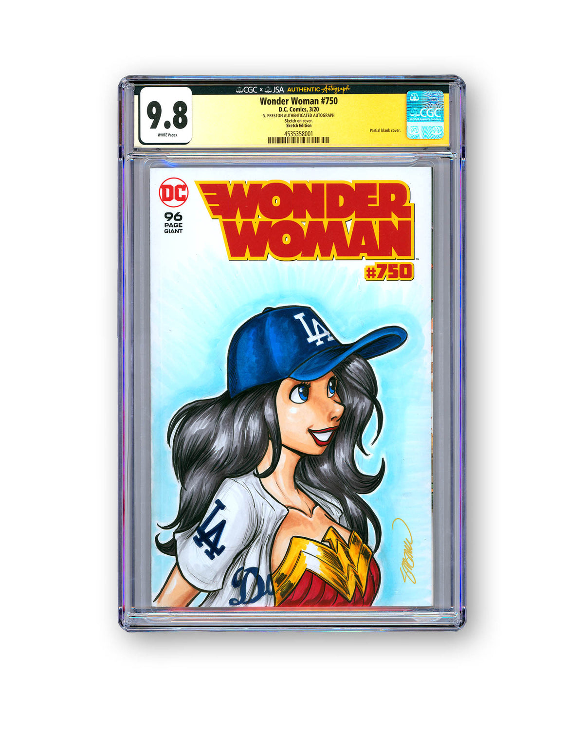 ORIGINAL ART - Dodgers Wonder Woman Sketch CGC 9.8 #750 Comic Book