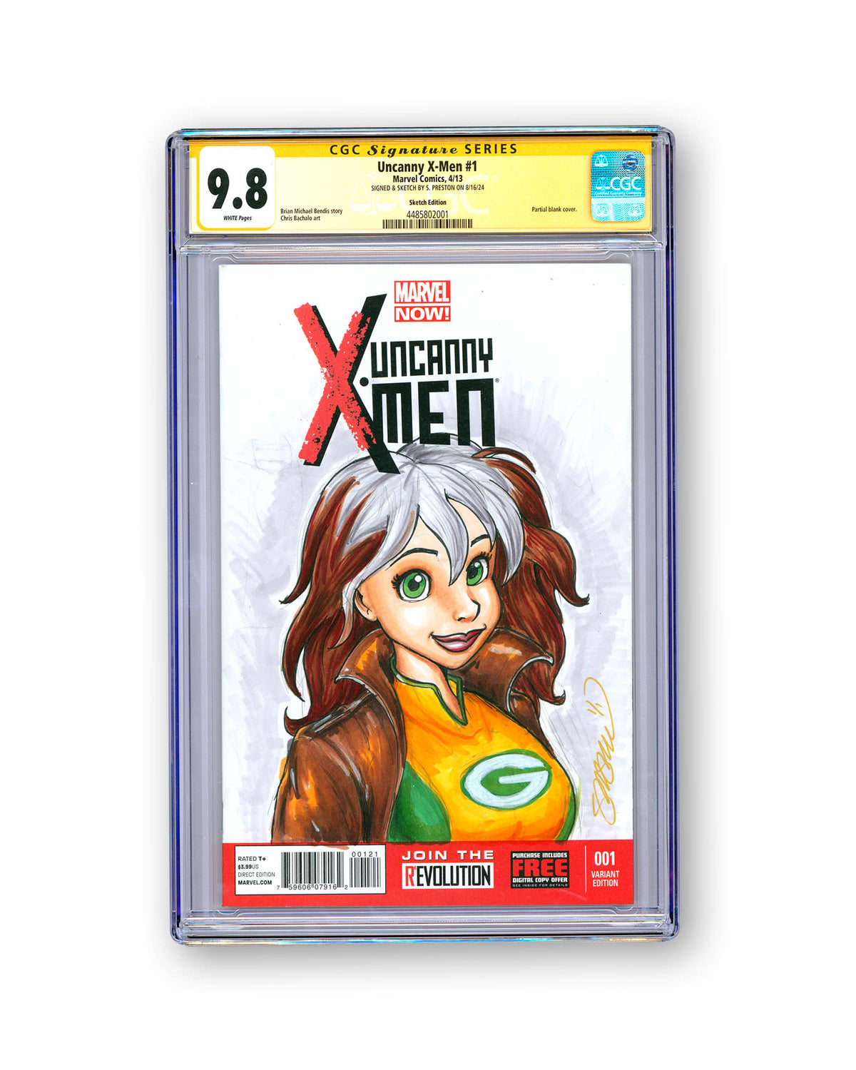 ORIGINAL ART - Packers Rogue Sketch CGC 9.8 Signature Series Uncanny X-Men #1 Comic Book