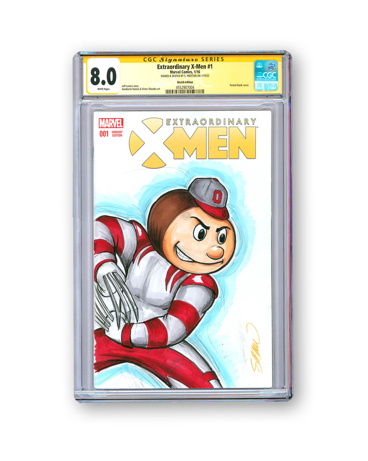 ORIGINAL ART - Wolverine Brutus Buckeye Sketch CGC 8.0 Signature Series X-Men #1 Comic Book