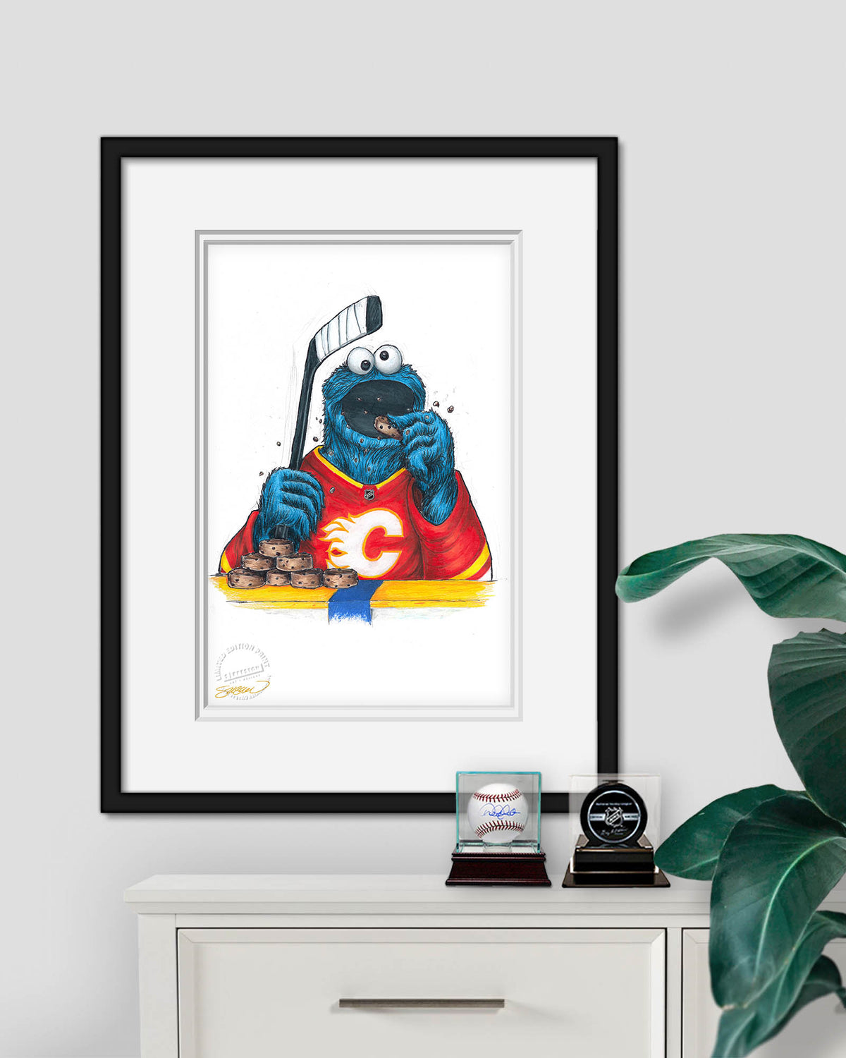 Cookie Monster x NHL Flames Limited Edition Fine Art Print