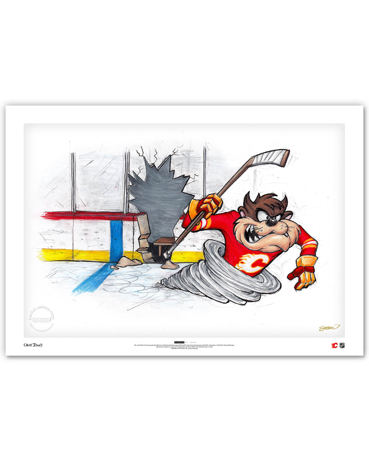 Tazmanian Line Change x NHL Calgary Flames Tazmanian Devil Limited Edition Fine Art Print