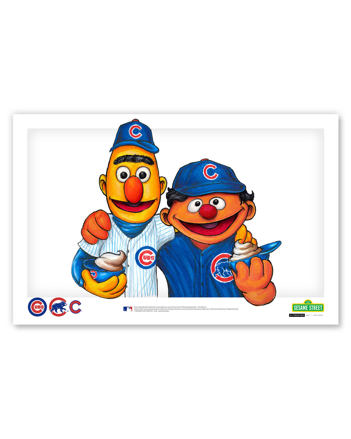 Bert and Ernie x MLB Cubs Limited Edition Fine Art Print