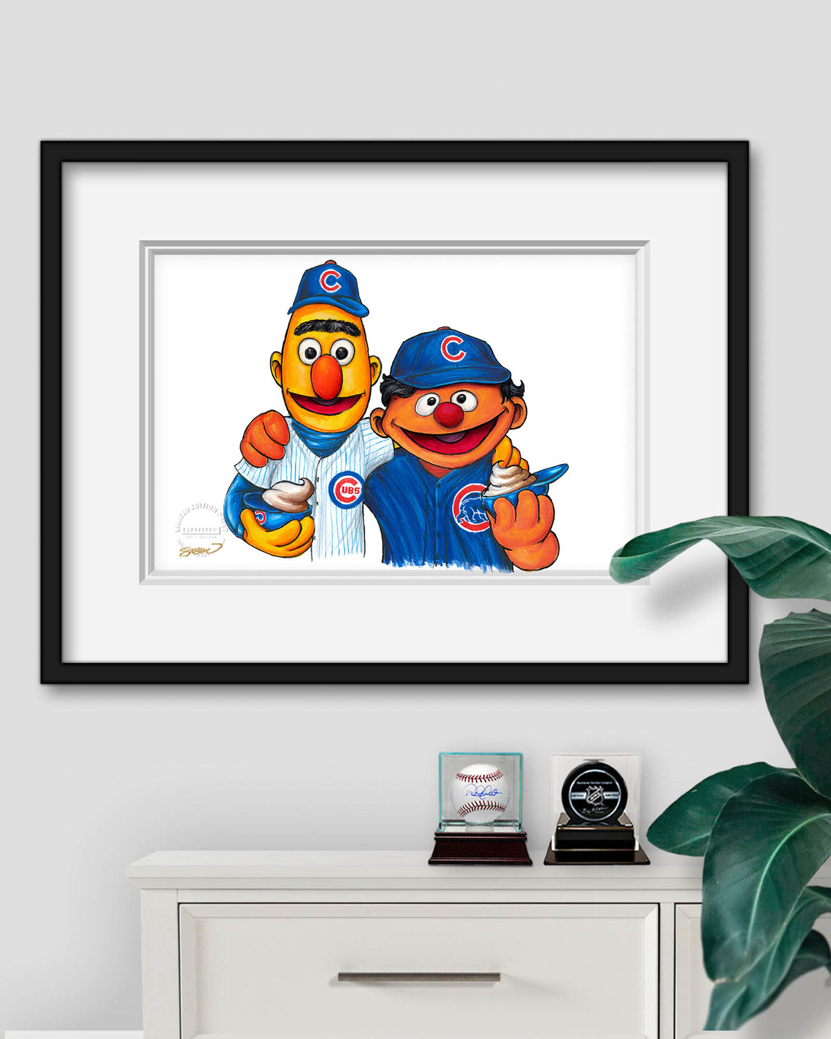 Bert and Ernie x MLB Cubs Limited Edition Fine Art Print