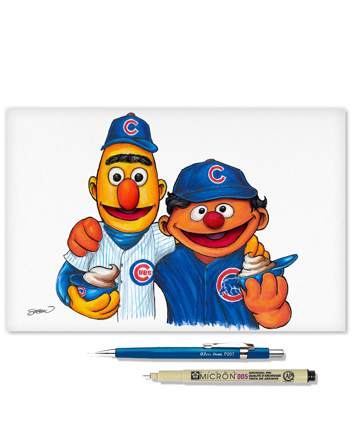 Bert and Ernie x MLB Cubs Limited Edition Fine Art Print