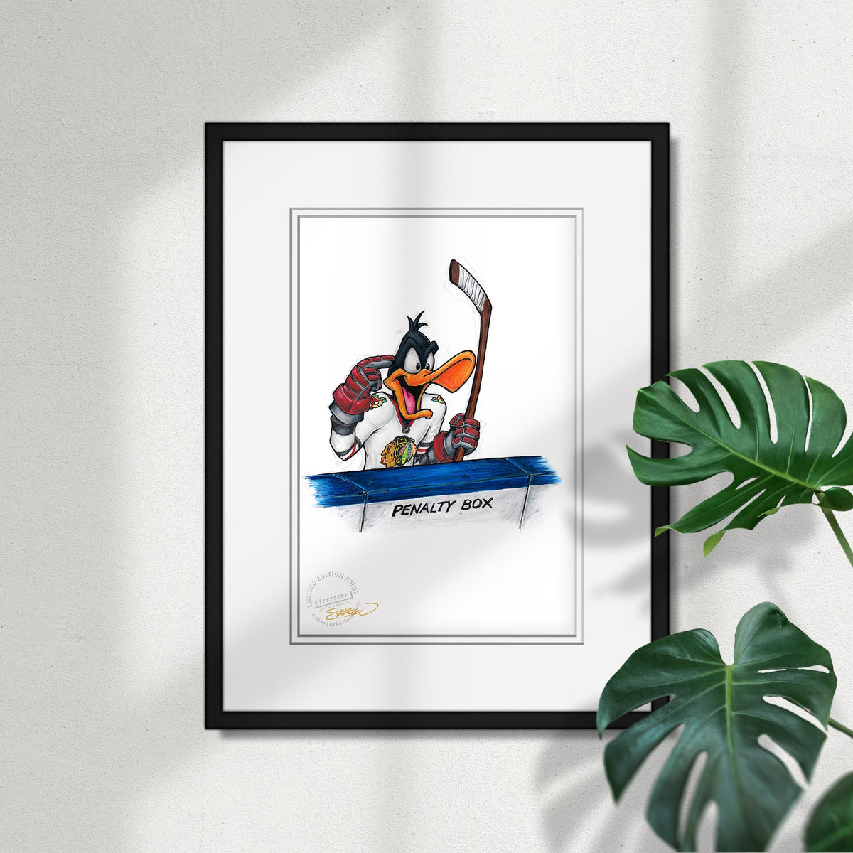 Duck Season Hockey Season x NHL Blackhawks Daffy Duck Limited Edition Fine Art Print