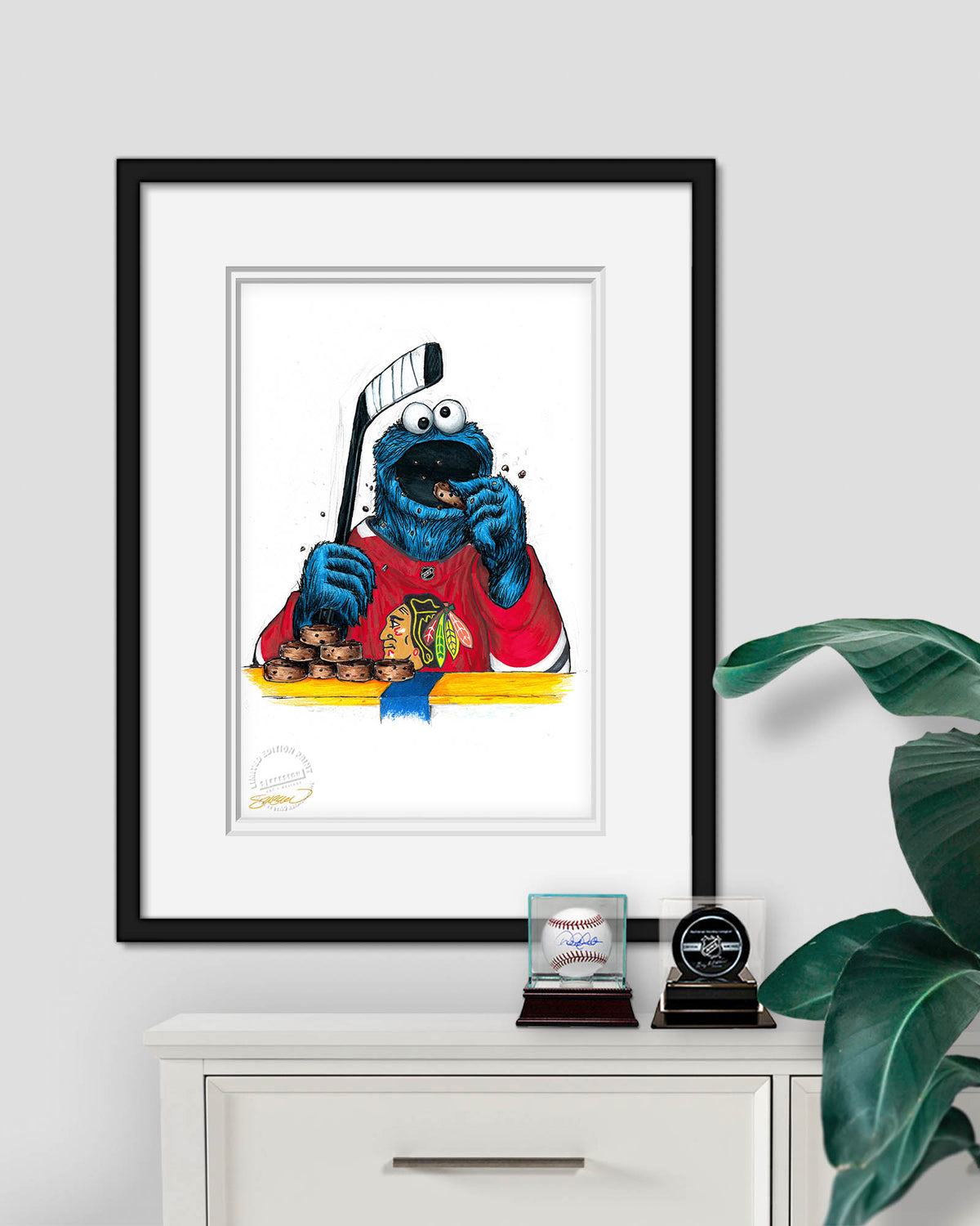 Cookie Monster x NHL Blackhawks Limited Edition Fine Art Print