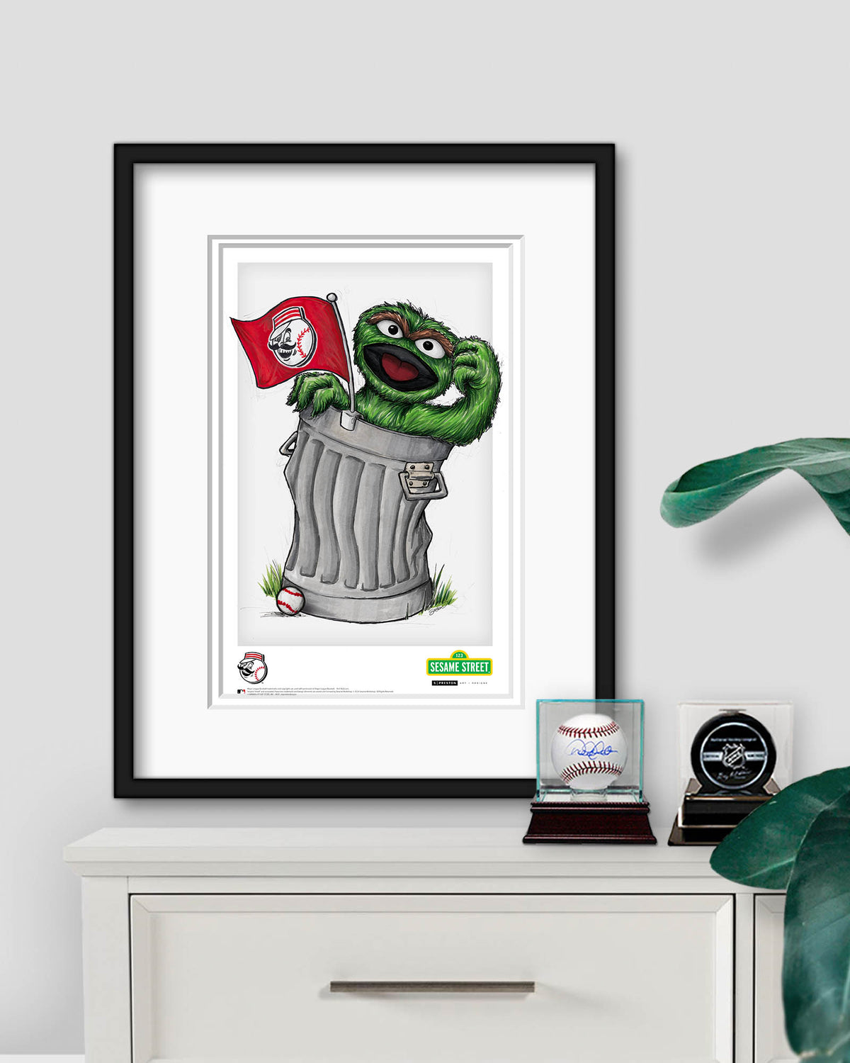 Oscar the Grouch x MLB Reds Poster Print