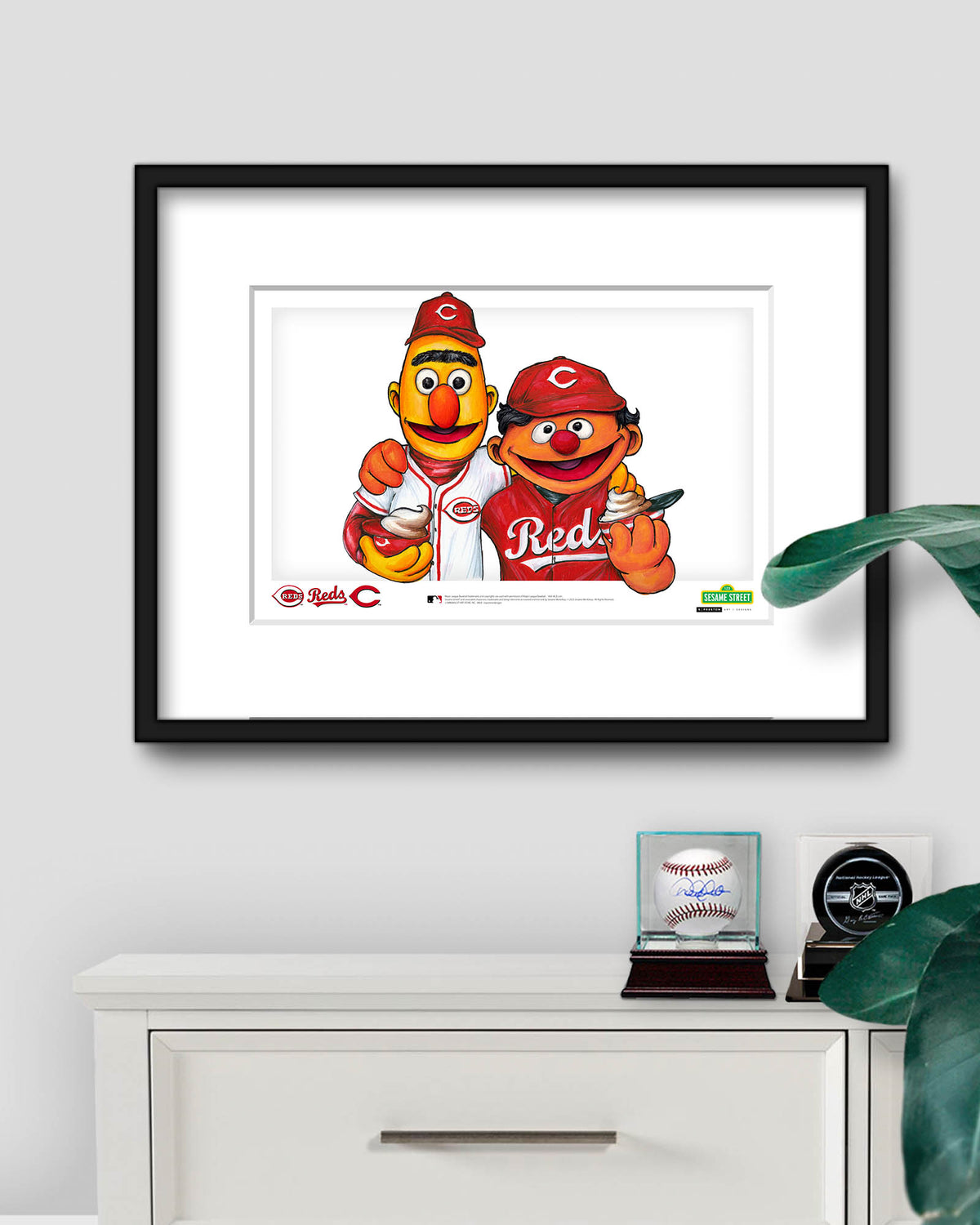 Bert and Ernie x MLB Reds Limited Edition Fine Art Print