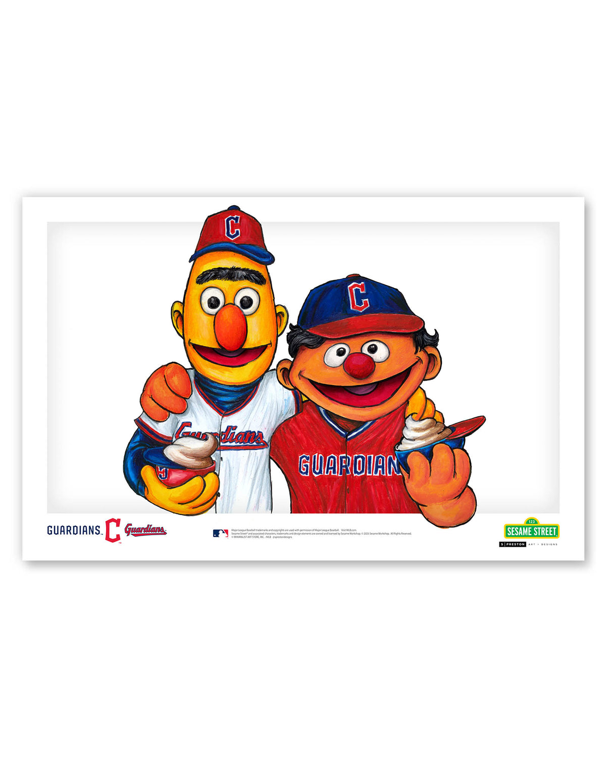 Bert and Ernie x MLB Guardians Limited Edition Fine Art Print