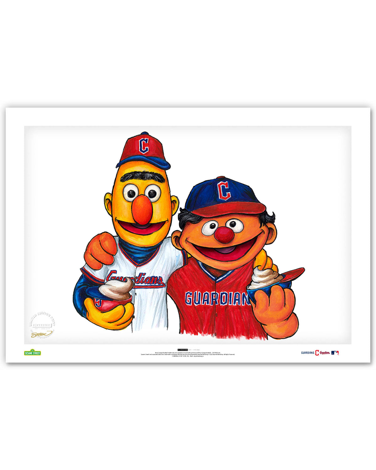 Bert and Ernie x MLB Guardians Limited Edition Fine Art Print