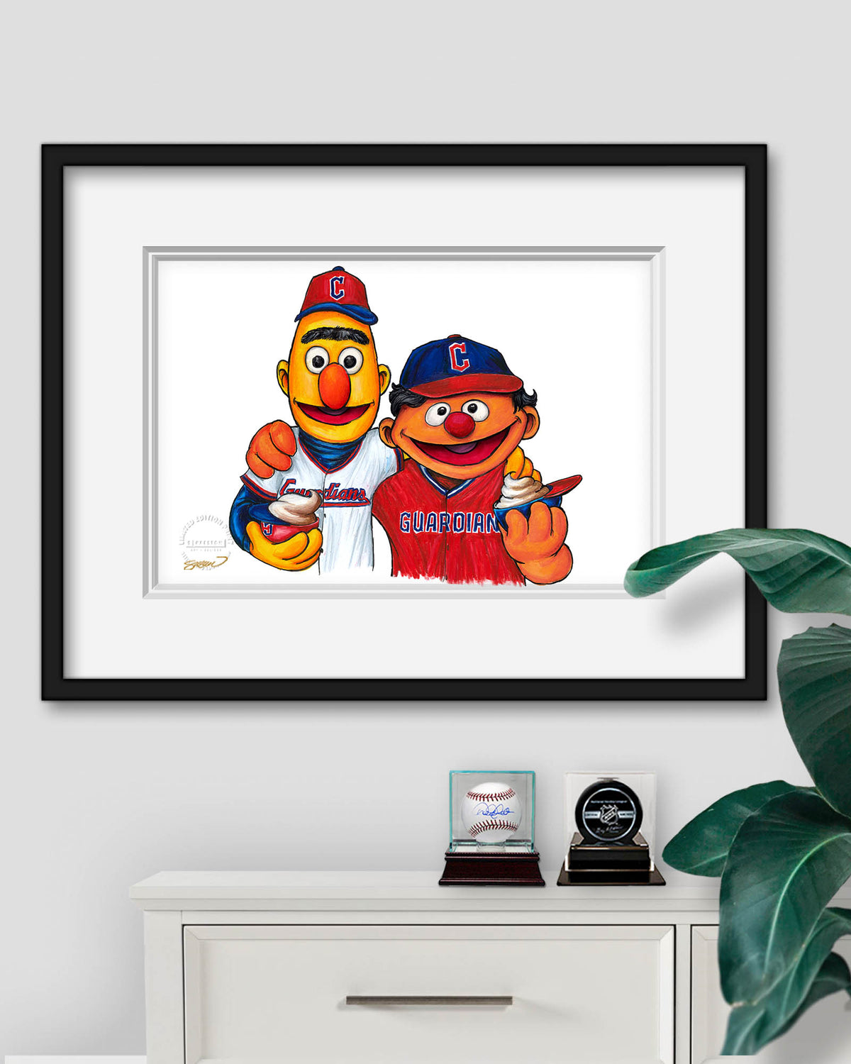 Bert and Ernie x MLB Guardians Limited Edition Fine Art Print