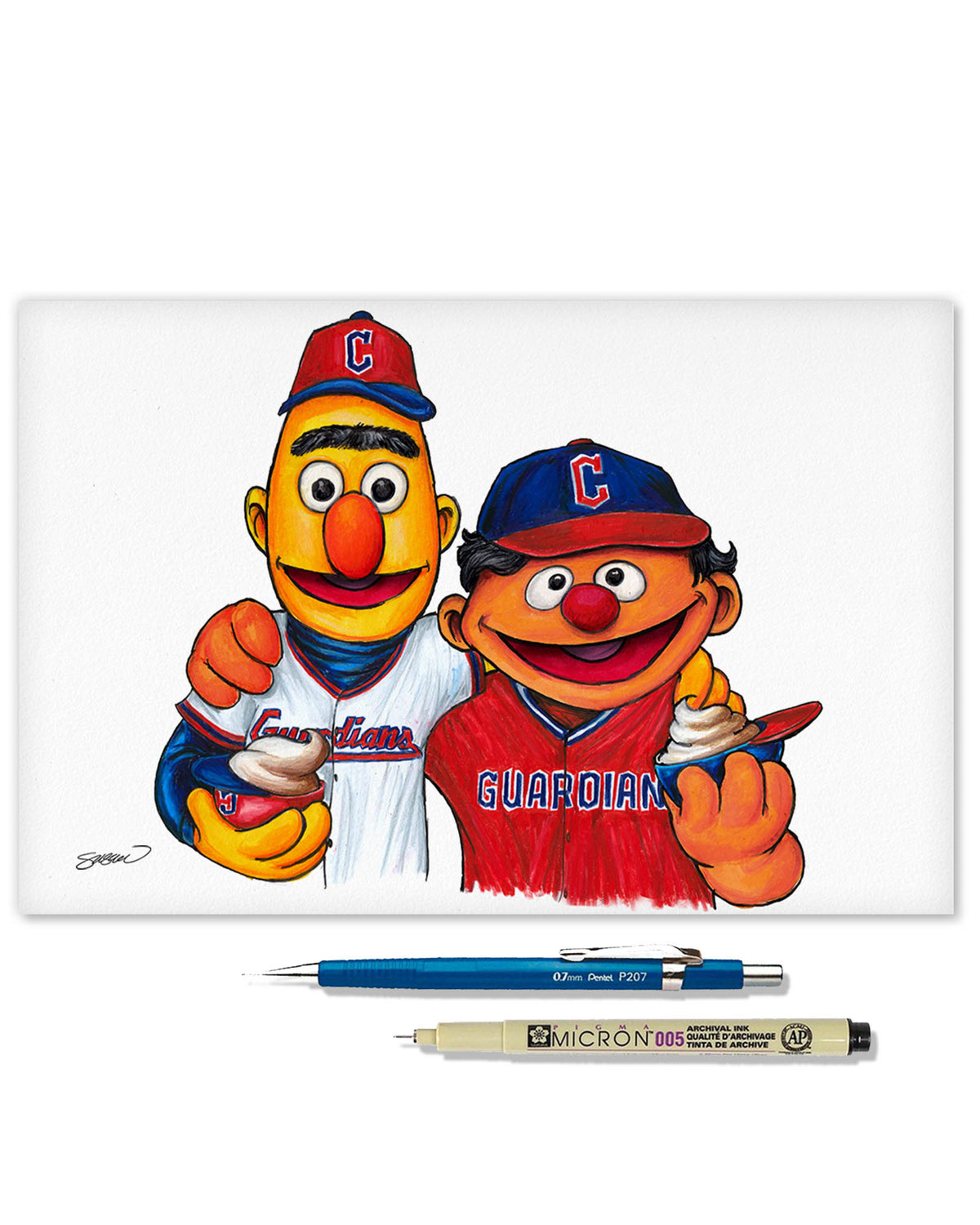 Bert and Ernie x MLB Guardians Limited Edition Fine Art Print