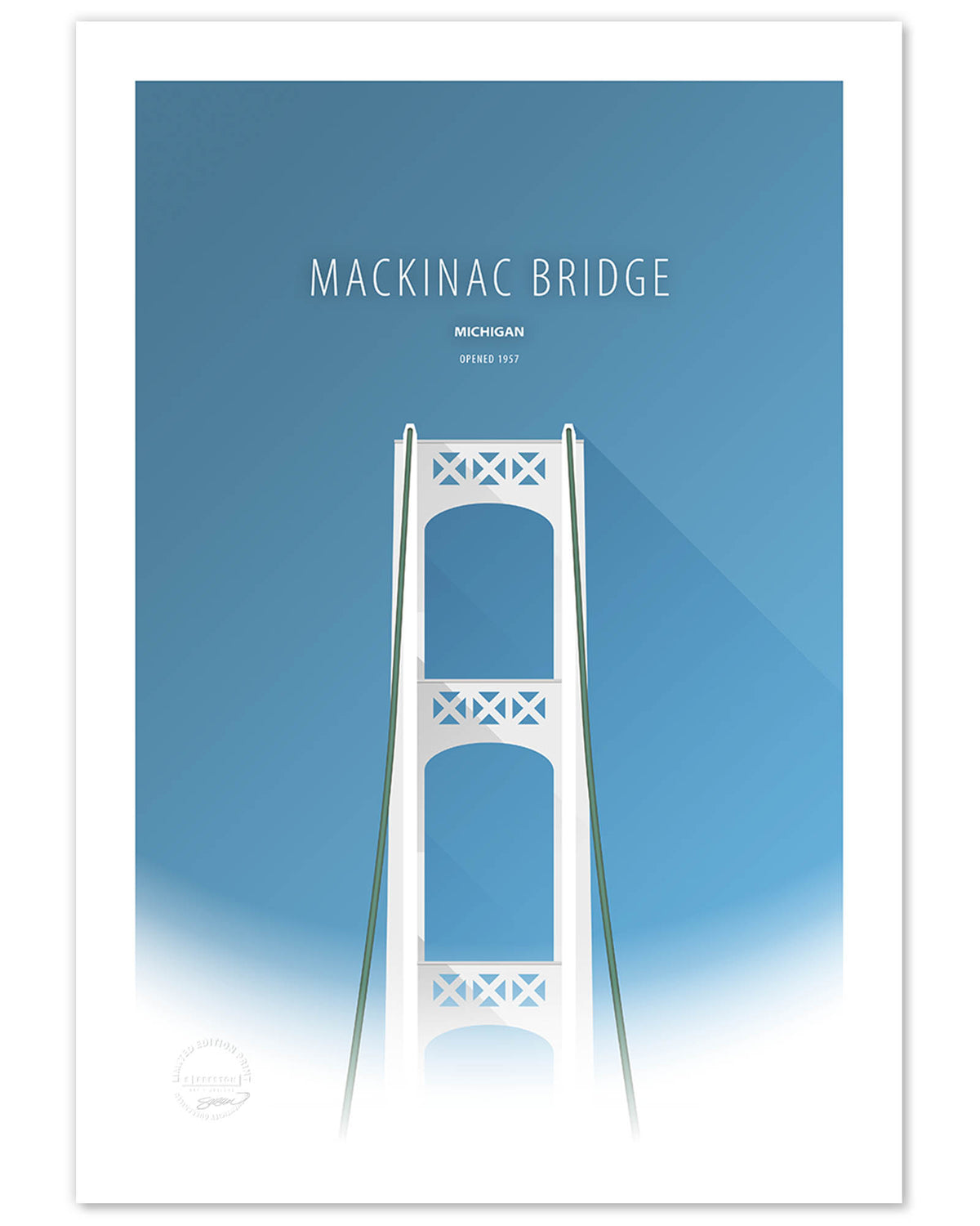 Minimalist Mackinac Bridge - Michigan
