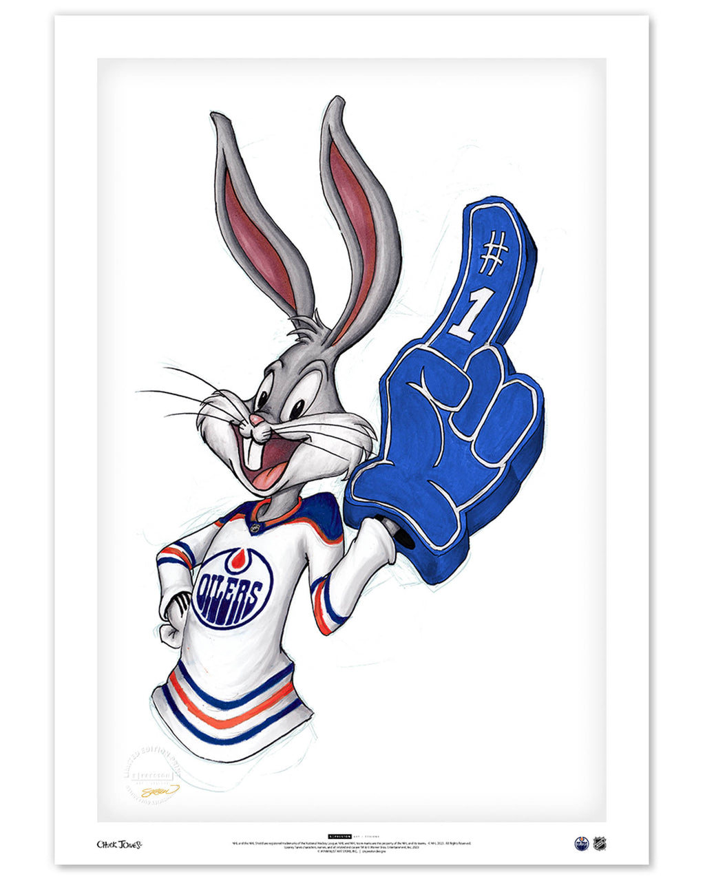 Rabbit Hockey Fan x NHL Edmonton Oilers Bugs Bunny Limited Edition Fine ...