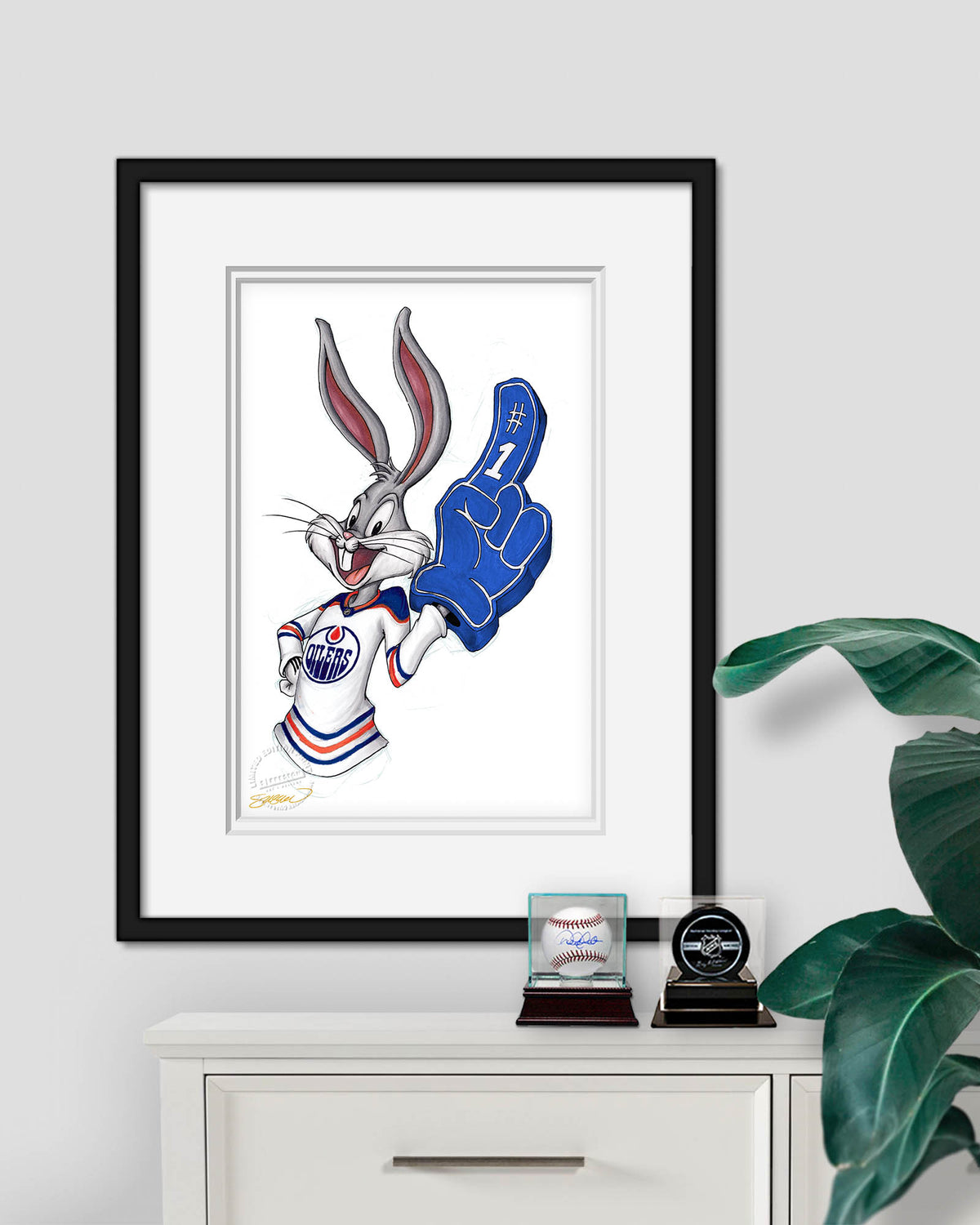 Rabbit Hockey Fan x NHL Oilers Bugs Bunny Limited Edition Fine Art Print