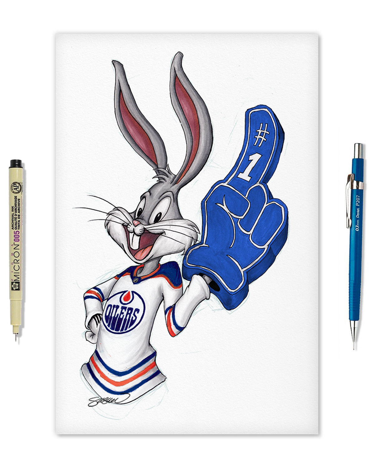 Rabbit Hockey Fan x NHL Oilers Bugs Bunny Limited Edition Fine Art Print