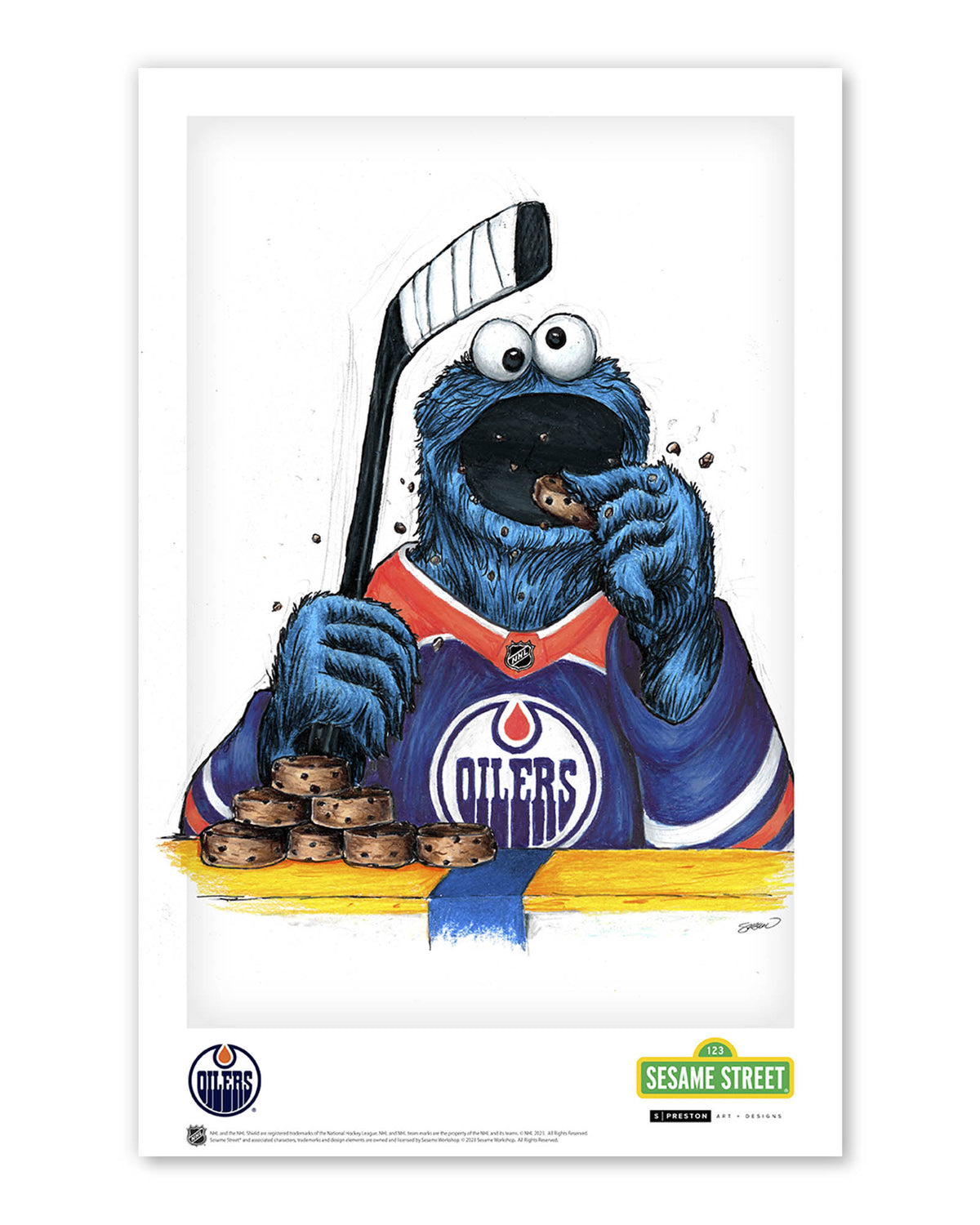 Cookie Monster x NHL Oilers Poster Print